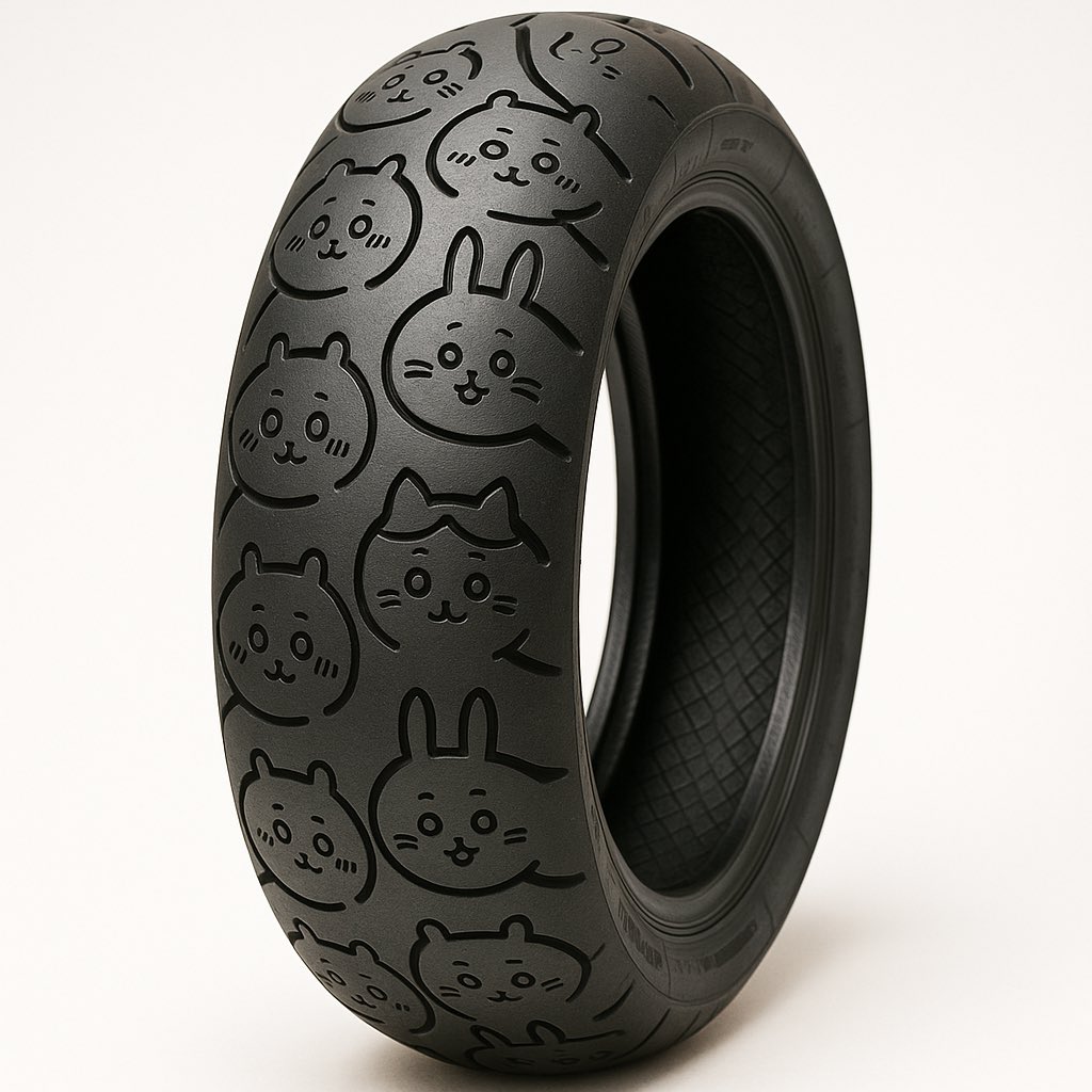 ちいかわトレッドのバイク用タイヤ注文した。