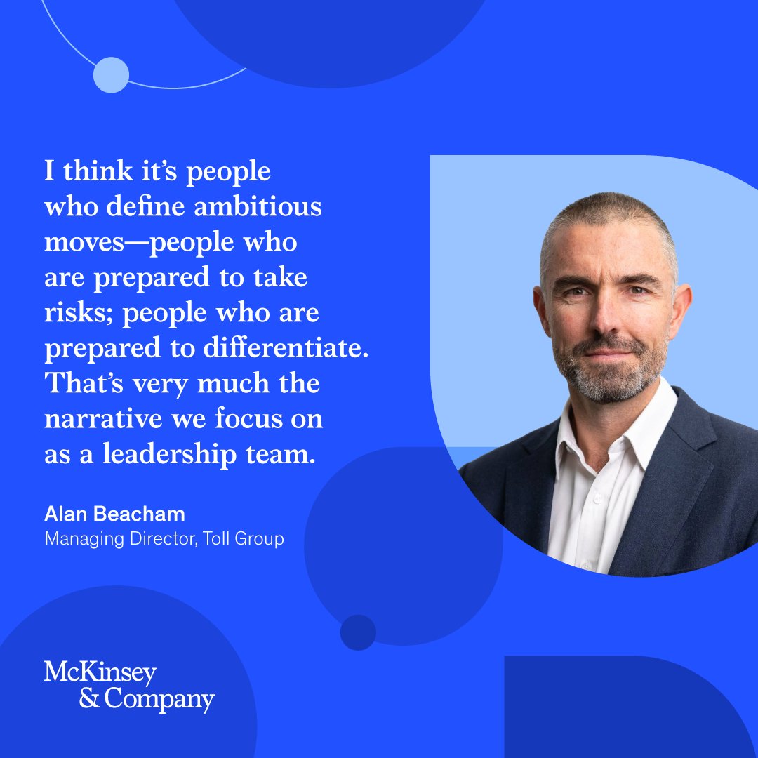 Toll Group MD Alan Beacham speaks with McKinsey senior partner Mukund Sridhar about his approach to leadership, ambition, and decision making across the region in a new #LeadingAsia article ➡️ mck.co/3SPhLTv

#FutureofAsia