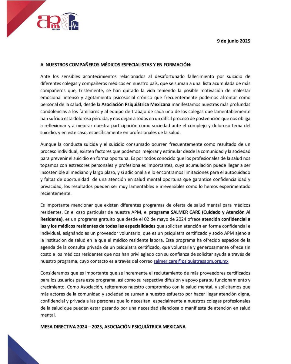 A nuestros compañeros médicos especialistas y en formación

#salud #saludmental #saludmentalmédica #residenciamedica #medicoresidente