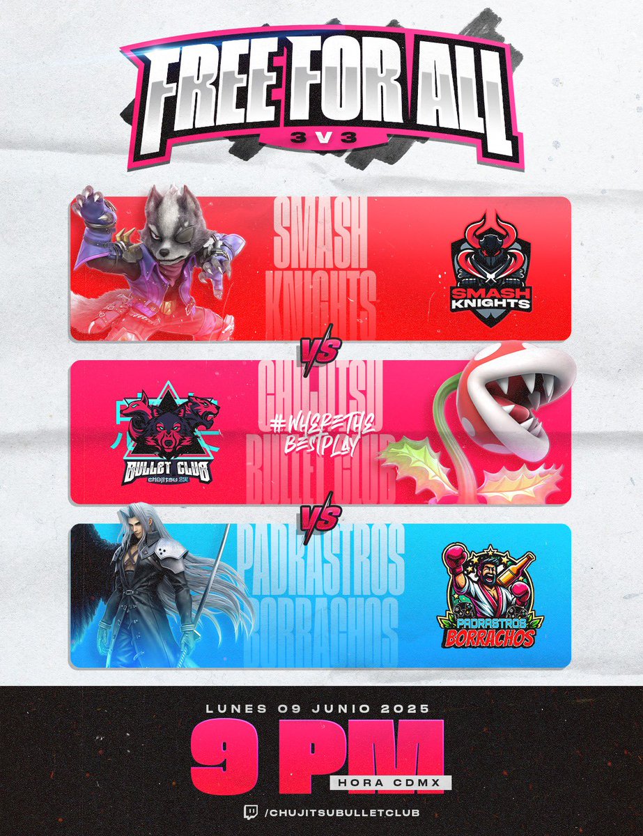 CBCTeam's tweet image. 3 de los más grandes , 1 solo ganador 😎
CB Free 4 All , hoy 9 CDMX 🤘
#PPCBCALVC #WhereTheBestPlay