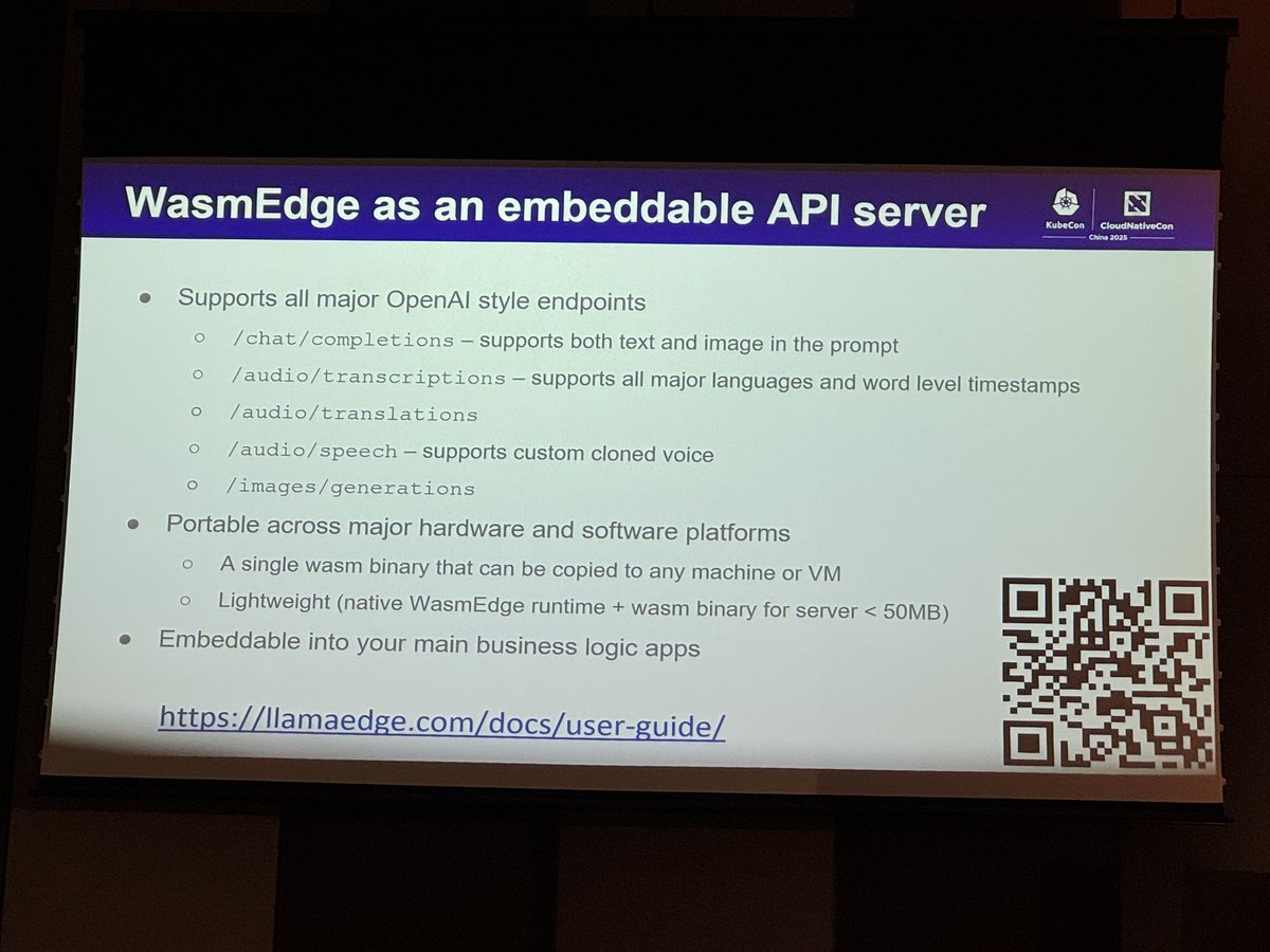 Antoine (@antoinegrondin) on Twitter photo the GenAI stack presented by <a href="/juntao/">Michael Yuan</a> who works on WasmEdge.
his argument: AI is making workloads less portable, bucking the recent trend toward interoperability.
sidecars are inefficient. HTTP is stateless but AI is stateful.
Wasm is the answer? succesful use-cases. OpenAI the GenAI stack presented by <a href="/juntao/">Michael Yuan</a> who works on WasmEdge.
his argument: AI is making workloads less portable, bucking the recent trend toward interoperability.
sidecars are inefficient. HTTP is stateless but AI is stateful.
Wasm is the answer? succesful use-cases. OpenAI