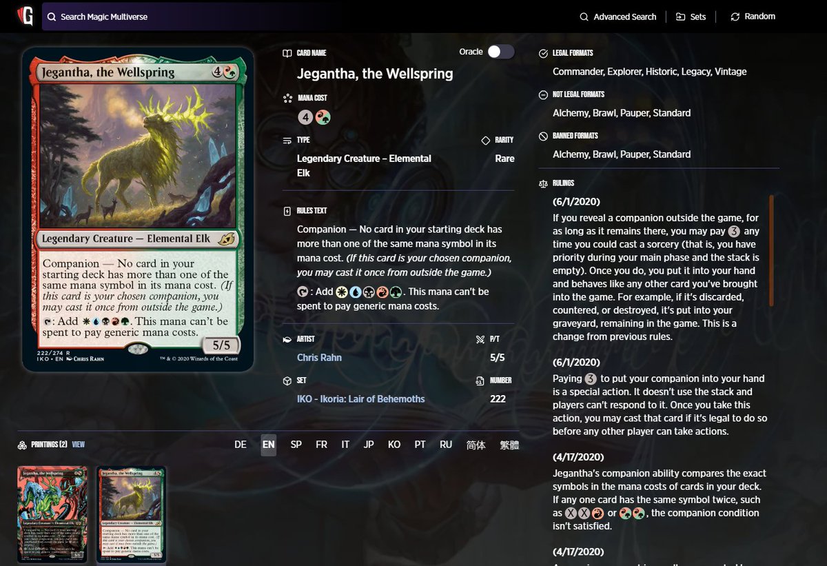 Here's the current Gatherer page for Jegantha the Wellspring. How many untrue things can you spot?