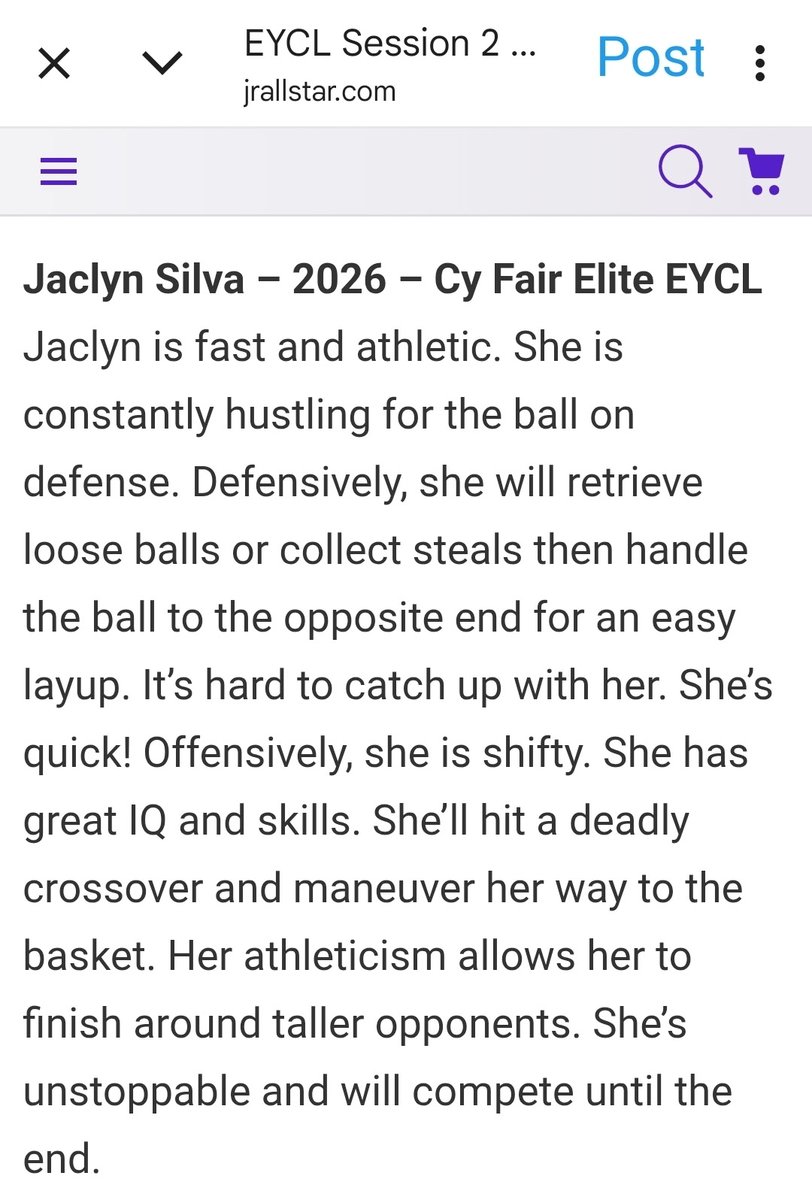 Jaclyn Silva (@jacsilva_1) on Twitter photo Thank you <a href="/JrAllStarBB/">Jr. All-Star Girls Basketball</a> for the write-up! I will continue to elevate my game and be ready for the last two stops!
<a href="/the_CoachWalker/">The_CoachWalker</a> <a href="/CFEliteSports/">CyFair Elite Sports</a> <a href="/BIQEliteBball/">BIQ Elite Basketball</a> <a href="/LadyCards_Bball/">Lady Cardinal Bball</a> <a href="/CoachRikardNCSA/">Kaliann Rikard</a> Thank you <a href="/JrAllStarBB/">Jr. All-Star Girls Basketball</a> for the write-up! I will continue to elevate my game and be ready for the last two stops!
<a href="/the_CoachWalker/">The_CoachWalker</a> <a href="/CFEliteSports/">CyFair Elite Sports</a> <a href="/BIQEliteBball/">BIQ Elite Basketball</a> <a href="/LadyCards_Bball/">Lady Cardinal Bball</a> <a href="/CoachRikardNCSA/">Kaliann Rikard</a>