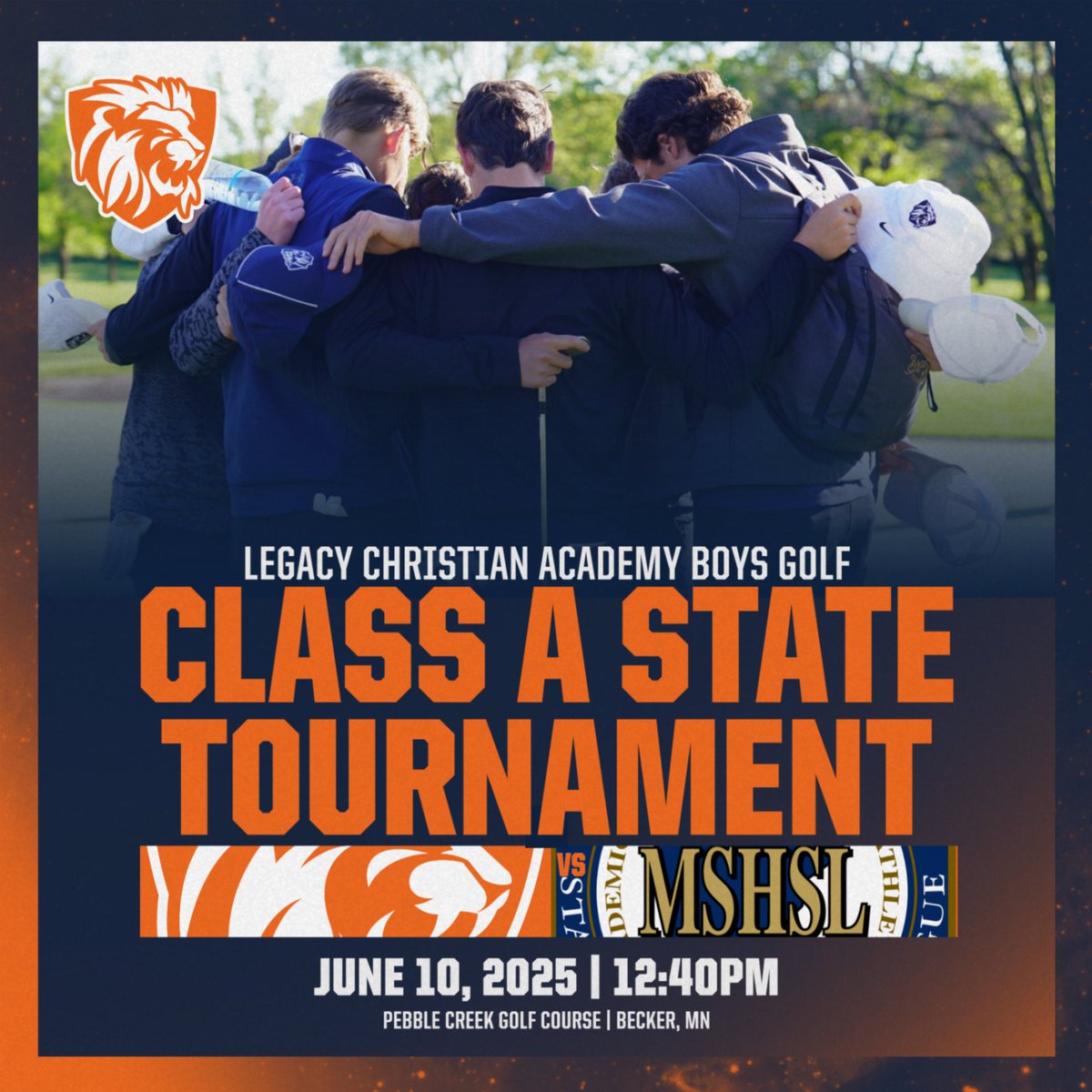 Legacy Boys Golf looks to finish their season strong in the Class A State Tournament at Pebble Creek tomorrow! Head out to Becker to cheer them on!