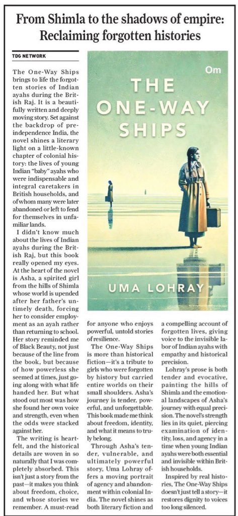 umalohray's tweet photo. Excited to see a review of my book, The One-Way Ships in The Daily Guardian epaper edition. It’s heartening to see the little known subject I chose, is getting the recognition it deserves🎊
@film_worm @ombooksdelhi @ajaymago 

https://t.co/nCKbyomsbv https://t.co/ak4k6s0LIH