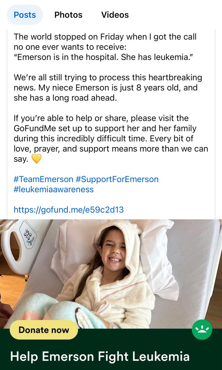 Hey X, I normally would never post anything too personal here but this one hits close to home. Please consider donating whatever you can to help this family and sweet Emerson. <a href="/colin_gladman/">Colin</a> <a href="/TheBronxViking/">TheBronxViking</a> <a href="/Mike_M907/">Mike</a> <a href="/chelsRK/">chelsea</a> <a href="/Ihvebraindmg/">Auzzie</a> <a href="/lmwilliamsss/">LW</a>

gofund.me/419a819f