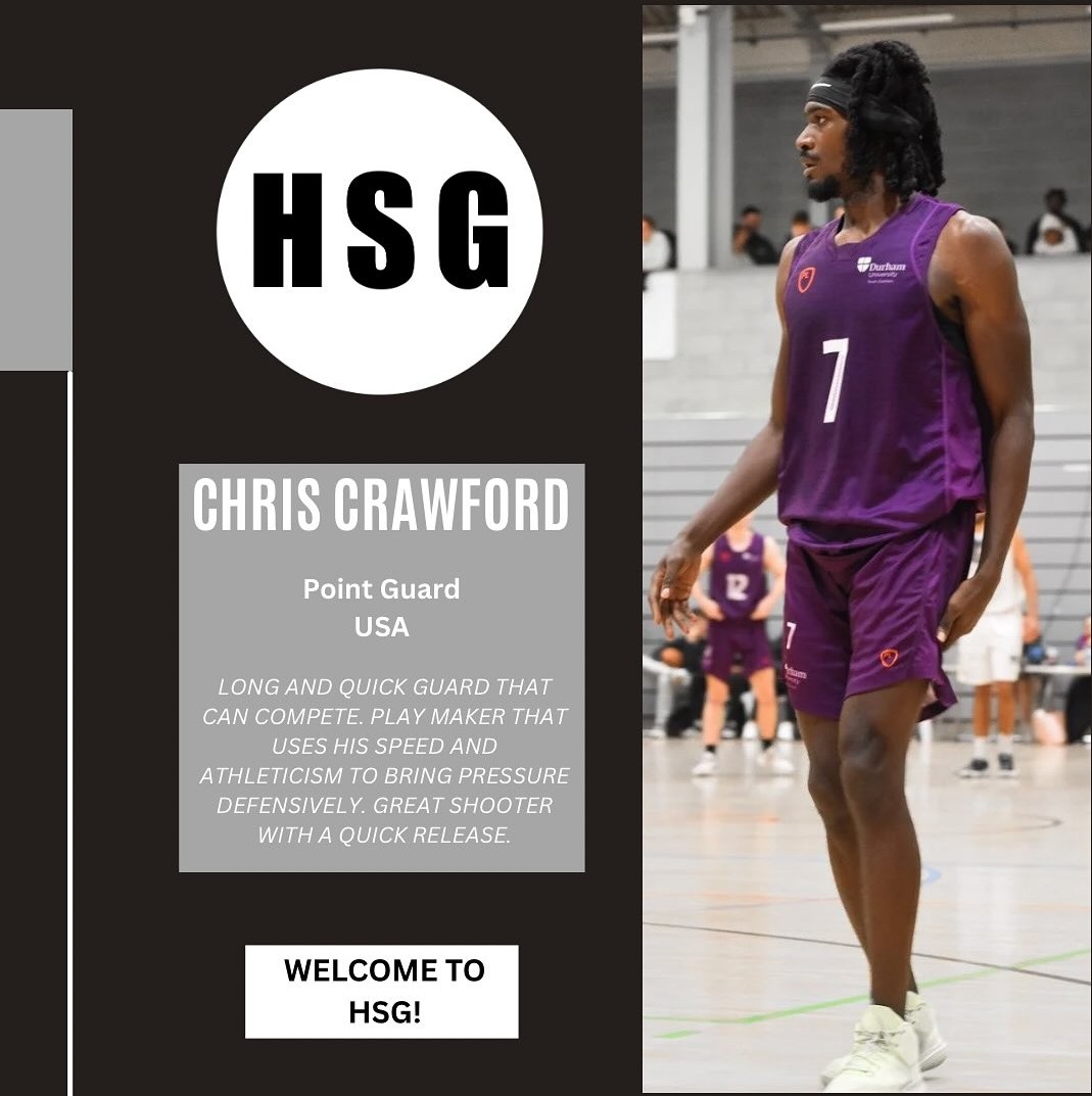 BREAKING NEWS: HSG welcomes Point Guard  <a href="/HDMD_0/">THEE Chris Crawford</a> Chris Crawford. Chris is a highly athletic, slashing playmaker. He uses his dynamic speed and length to create better shot opportunities and disrupt oposing ballhandlers. For availability DM <a href="/hight_tim/">Tim Hight</a>