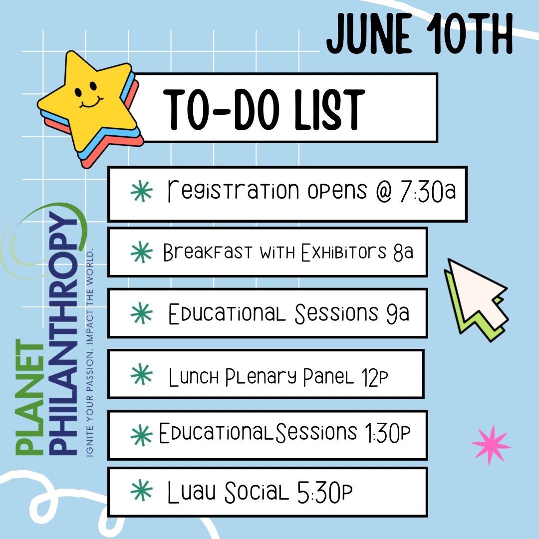 Day 2 of Planet Philanthropy 2025 
😎🤩😍🥳📝

👀 ✅ Your conference to do list =&gt; 

#afp25pp