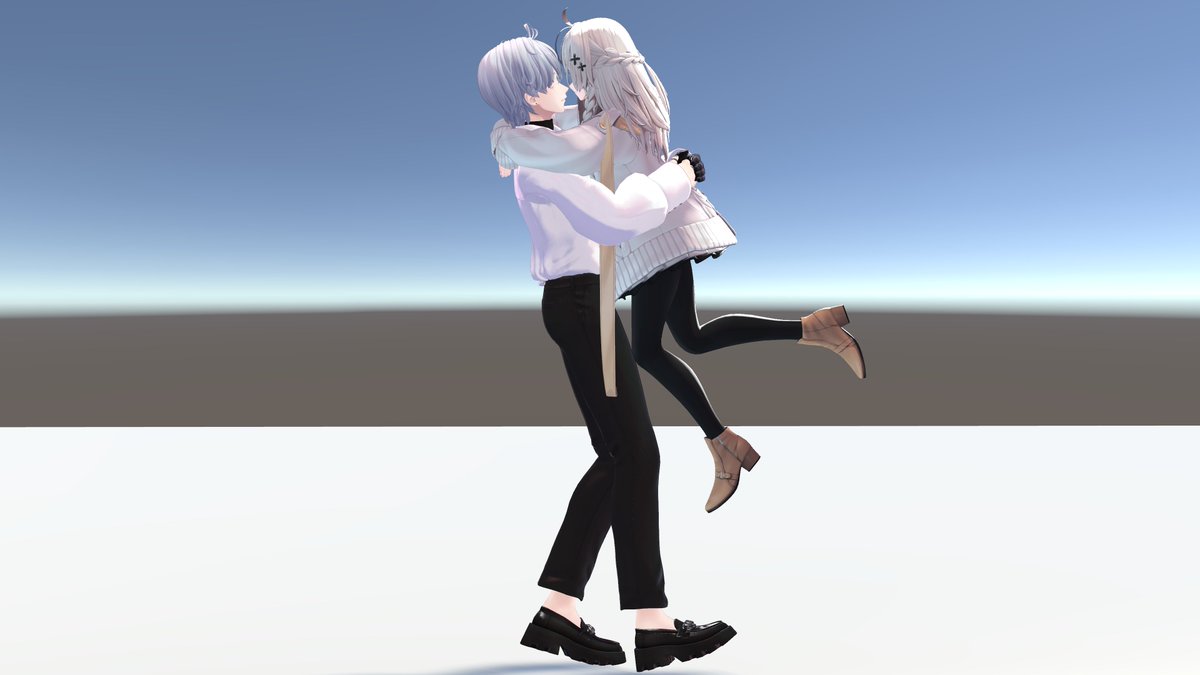 VRC_Rice_Works's tweet image. ６月に入ったので、まだ間に合うかわかりませんが
#VRChat で仲の良い２人組で写真映えしそうな
そんなポーズ集を作り始めています

身長差はスケール調整、高さや頭・腕の位置も
#AvatarPoseLibrary の機能で補正が効くので
汎用アバター向けとして出すとしたら、色々な人が楽しめそう？
