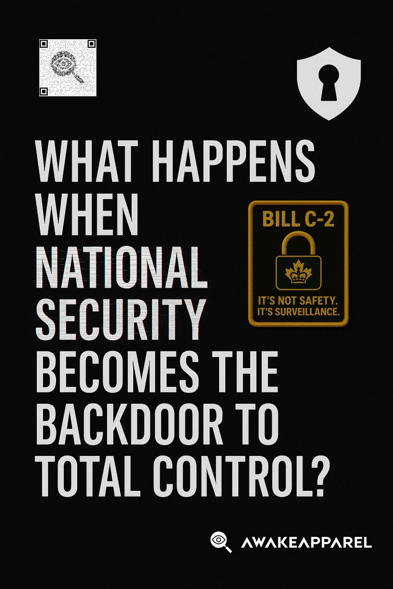 Awake_Apparel's tweet photo. What happens when ‘national security’ becomes the backdoor to total control?

Canada’s Bill C-2 just crossed the line.

📬 Open your mail
💻 Access your data
💵 Criminalize cash

🧵1/7
#BillC2 #CompassSeries #AwakeApparel https://t.co/VjyIIC9SW9