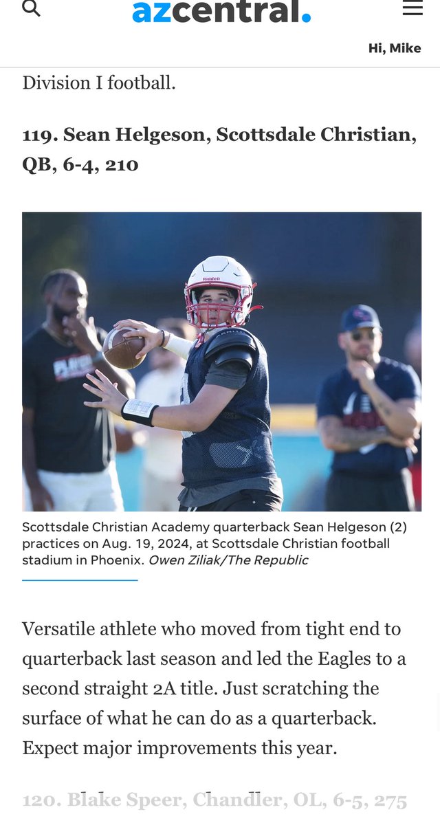 SeanHelg4's tweet image. Blessed to be Ranked 119th best football player in Arizona by @azc_obert