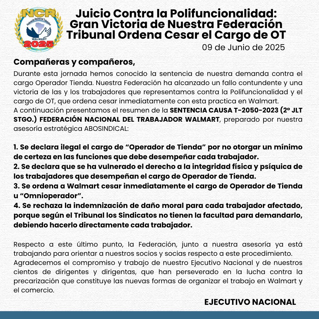 💙🤍💙 Federación y Juicio Contra Cargo Operador Tienda: Gran Victoria. Se ordena Terminar Inmediatamente con el Cargo OT.