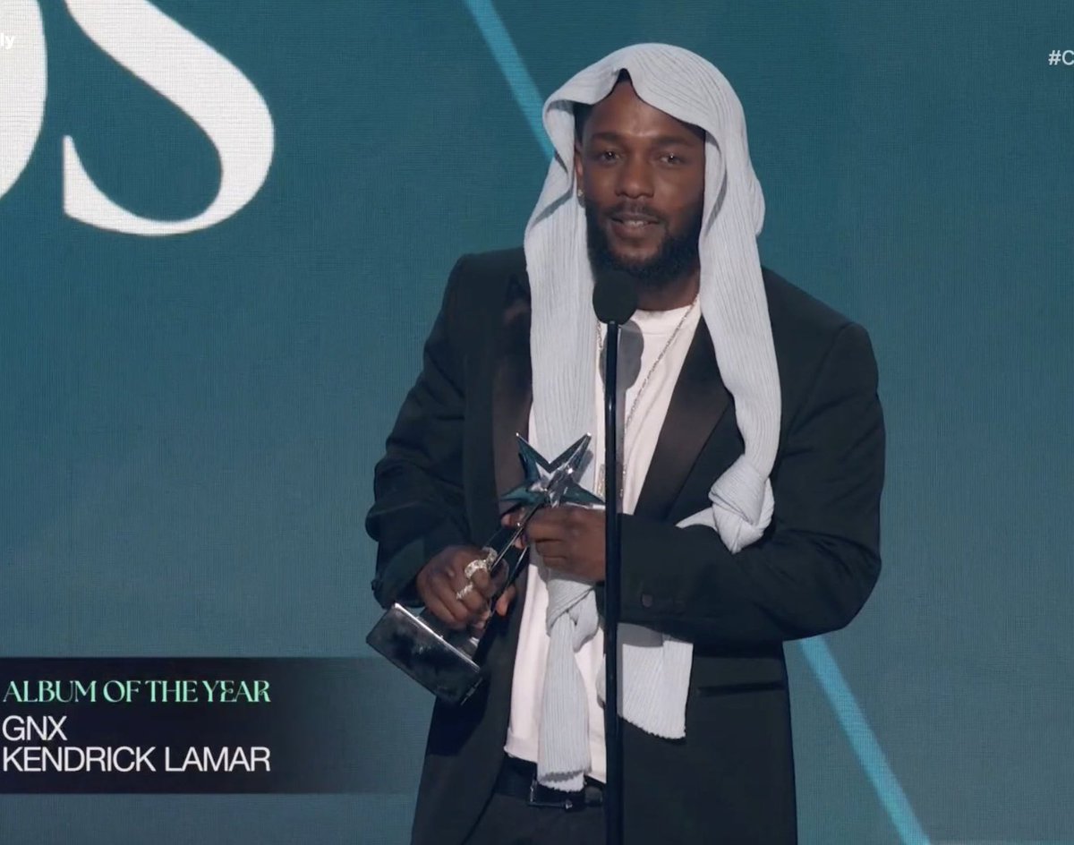 Kendrick Lamar accepting Album of the Year at the #BETAwards.