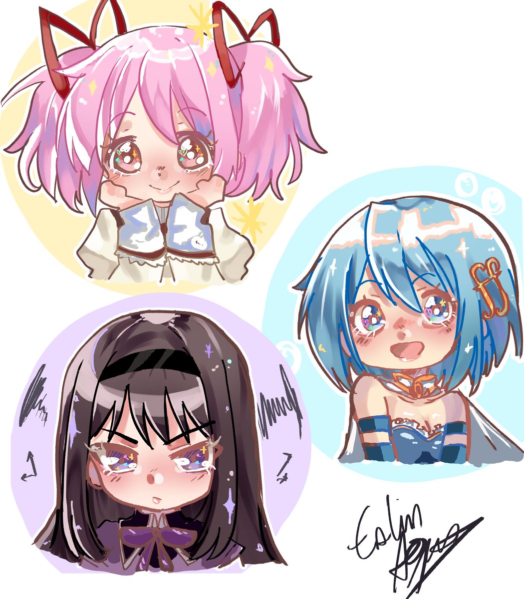 Chibi icons of magical girls! ✨ I'm open for commissions on VGen — feel free to check it out or share! 💖 vgen.co/TalinAqua

#MadokaMagica #madokamagicafanart #madokakaname  #Homura  #SAYAKA  #fanart #Fanarts #digitalart #DigitalArtist #VGenComm #VGenComms #VGenOpen