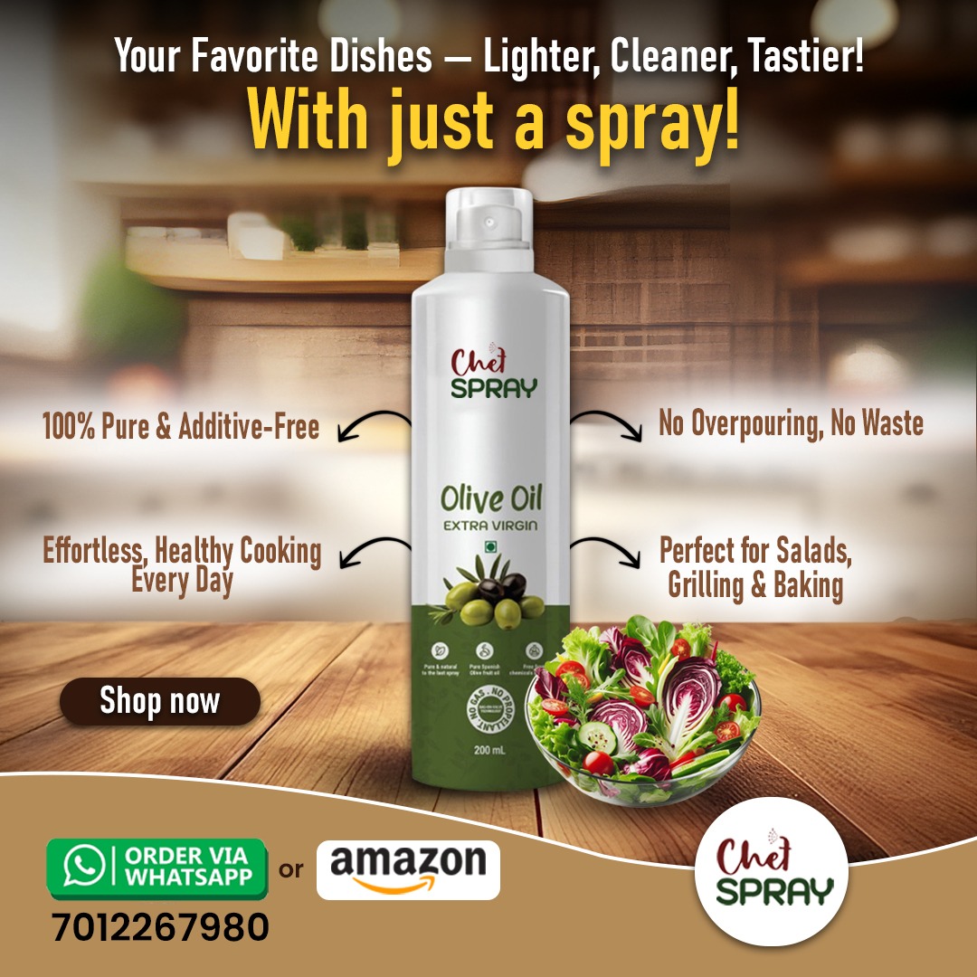 ChefSpray's tweet photo. Your Favorite Dishes — Lighter, Cleaner, Tastier!
With Just a Spray!

✔ 100% Pure &amp; Additive-Free

✔ No Overpouring, No Waste

✔ Perfect for Salads, Grilling &amp; Baking

✔ Effortless, Healthy Cooking Every Day

🛒 Shop Now:
Website | Amazon | WhatsApp

#ChefSPRAY #OliveOilSpray https://t.co/AwIeuZWyMg