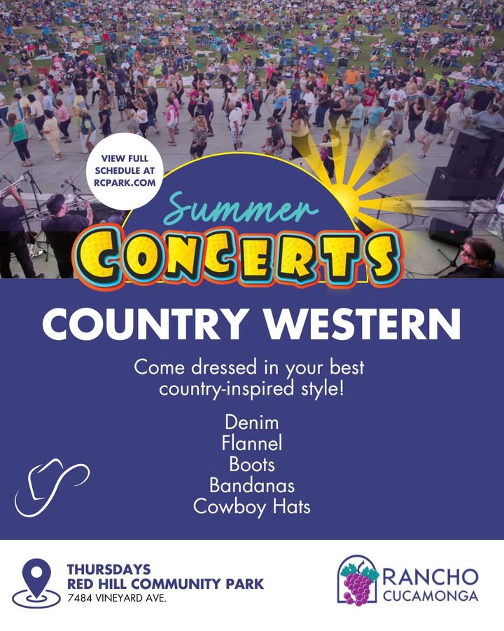 Put on your boots and flannels, Faultline Country is hitting the stage this Thursday, June 12, at 7:00 p.m. at Red Hill Community Park for a FREE summer concert in the park! 🎸
 
For more information and guidelines, visit RCpark.com.