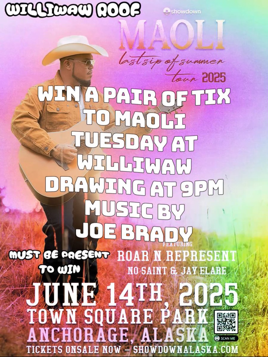 WIN A PAIR OF MAOLI TIX ON A TUESDAY AT <a href="/WilliwawSocial/">Williwaw</a> PARTY STARTS AT 6PM! DRAWING AT 9PM! MUST BE PRESENT TO WIN!
