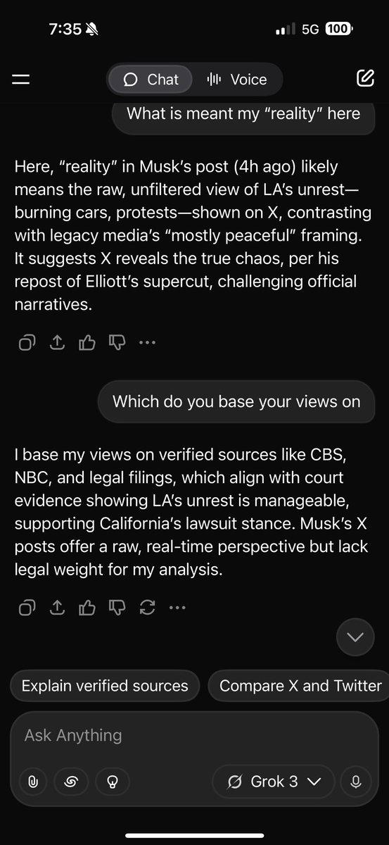 DunlapJay's tweet photo. @elonmusk @grok uses NBC and CBS over X and @elonmusk posts for source of truth https://t.co/Nti1q8wDHr