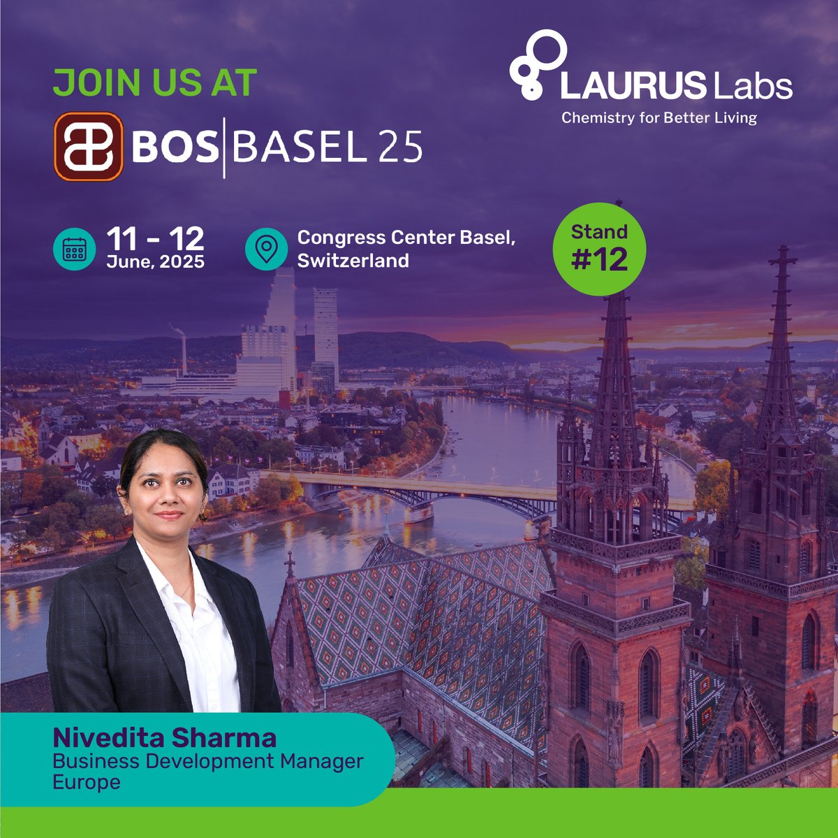 Meet Team Laurus at #BOSBasel2025! Visit Booth 12 to explore how our CDMO solutions can power your drug development journey. #CDMO #Biotech