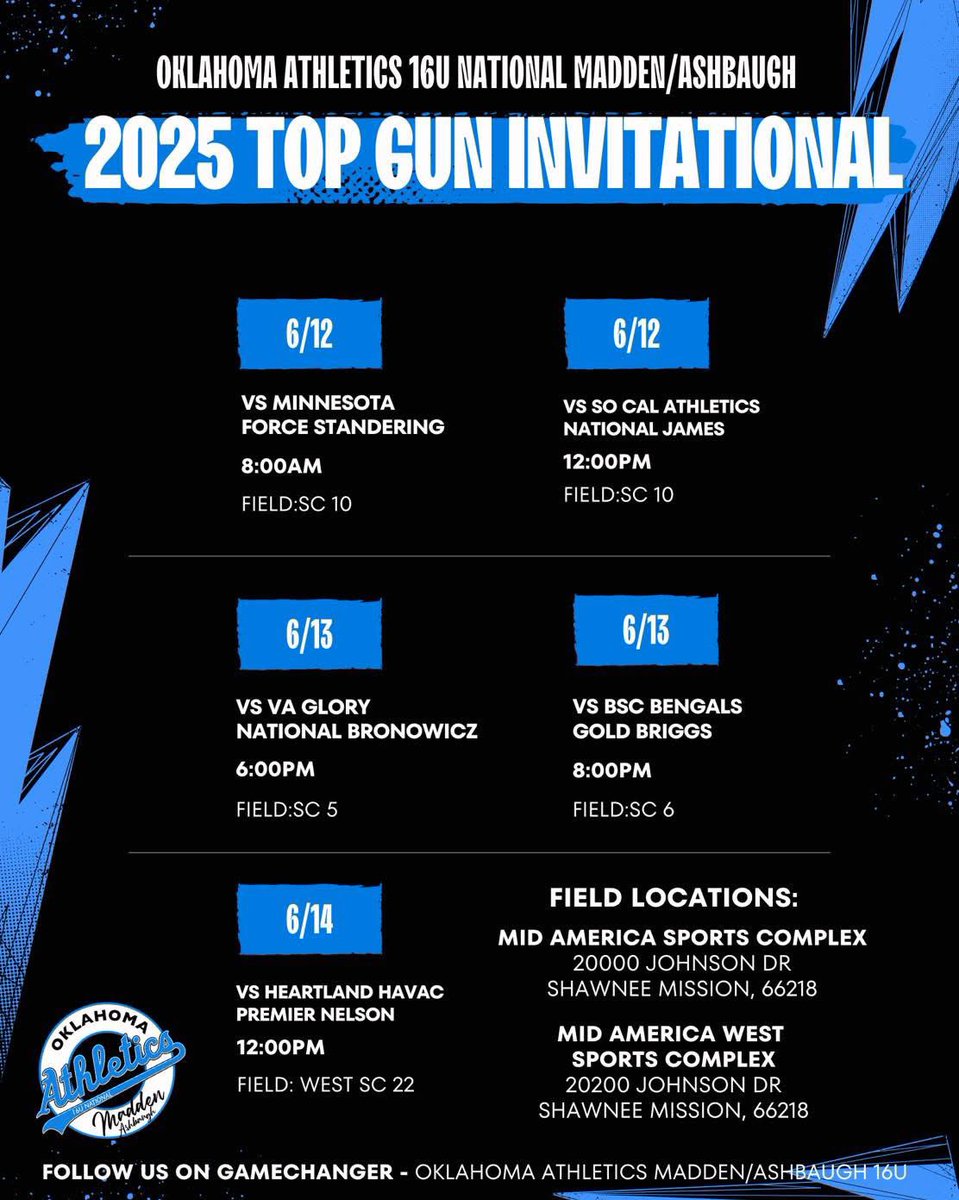 Holland Mclemore 2028 (@hollandmclemore) on Twitter photo Coming off a 🥵 weekend at Hotshots Summer Exposure (thank you to the coaches that were able to watch) to another busy 🥎 week!
💛Wichita State Camp <a href="/GoShockersSB/">Wichita State Softball</a>
💙KC Connect Camp <a href="/DDSBandEvents/">Diamond Direction</a>
🧡Top Gun Maverick <a href="/TGETalent/">Top Gun Events-Talent</a>
✔️our schedule for this week ⬇️ Coming off a 🥵 weekend at Hotshots Summer Exposure (thank you to the coaches that were able to watch) to another busy 🥎 week!
💛Wichita State Camp <a href="/GoShockersSB/">Wichita State Softball</a>
💙KC Connect Camp <a href="/DDSBandEvents/">Diamond Direction</a>
🧡Top Gun Maverick <a href="/TGETalent/">Top Gun Events-Talent</a>
✔️our schedule for this week ⬇️