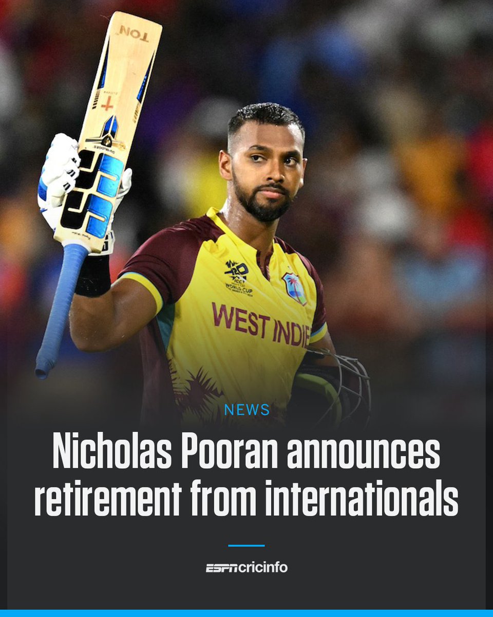 JillaJayaram5's tweet photo. Shocking news to wake up in the morning .
😒😒

Last week Klassen &amp; Now Pooran retires 🫠

Recent two fav’s retired too early .😒😒

Franchise cricket has now became priority over Intl cricket .💯💯💯😒😒

#NickyP https://t.co/ckCKOELtyg