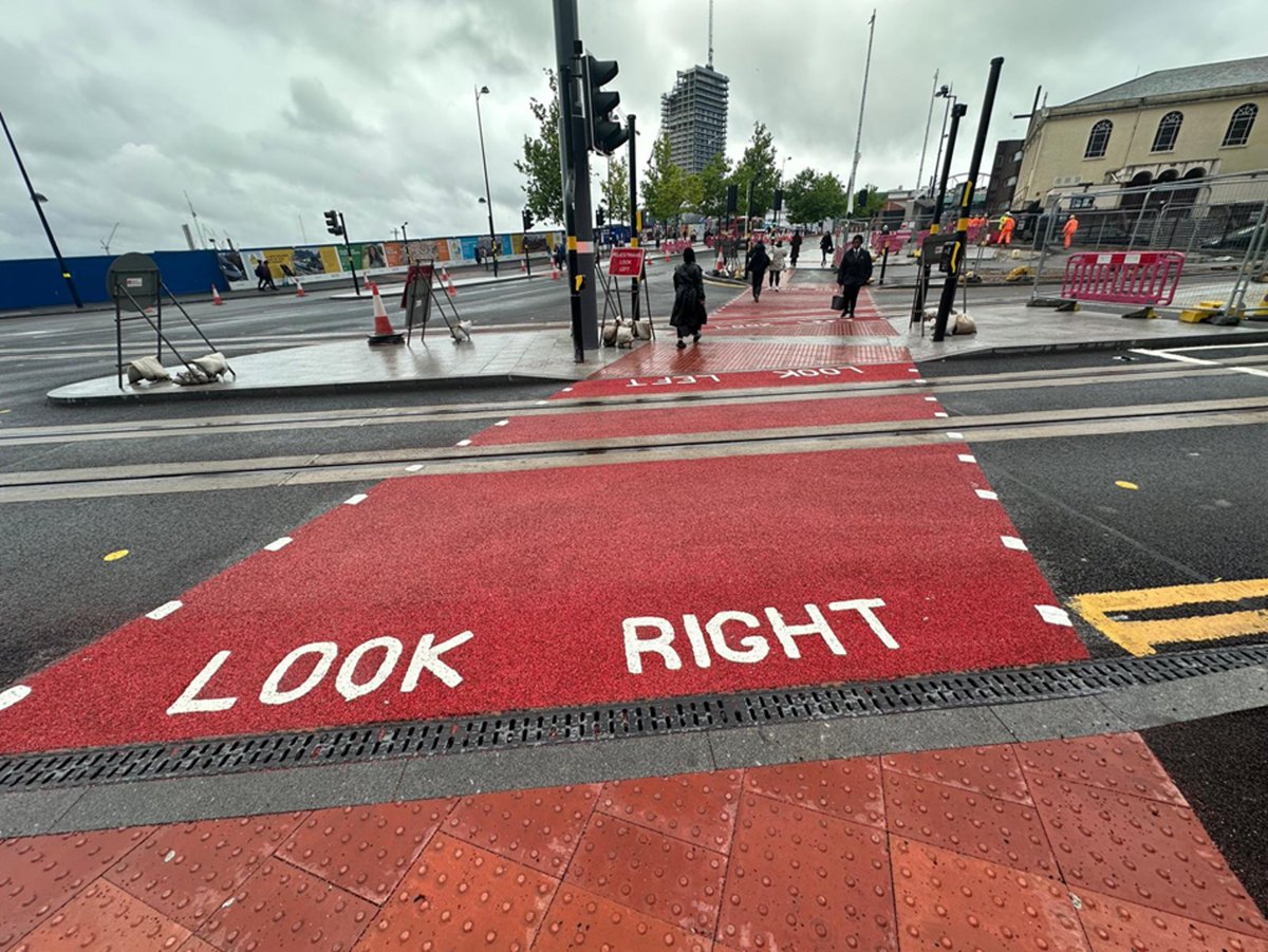 In Birmingham this week, as part of the Birmingham Eastside Metro extension, more finishing and paving works have taken place in the Moor Street Queensway area.

Also, further works on the installation of planters for future greenery outside of the Clayton Hotel have taken place.