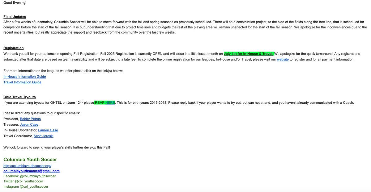 Columbia Youth Soccer tweet media