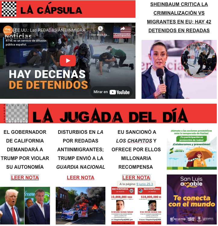 ajedrezpolislp's tweet photo. ¡Lunes 9 de Junio!
La información en
#ajedrezpolíticoslp♟️
#lapiezaclavedelanoticia:
#RedadasICE
#LosAngelesProtests
https://t.co/rnScTnHJbi https://t.co/aK21TNvvrq