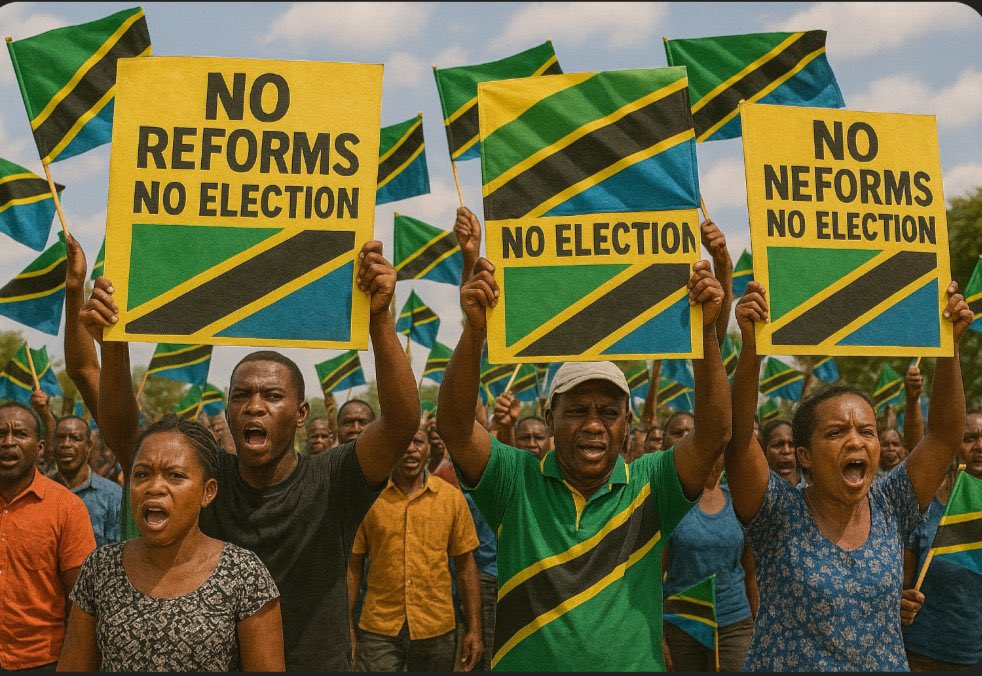 Maria Sarungi Tsehai (@mariastsehai) on Twitter photo Good mornning #Tanzania
Tunaanza siku na
#NoReformsNoElection 
#NoReformsNoElection 
#NoReformsNoElection 
#NoReformsNoElection 
#NoReformsNoElection 
#NoReformsNoElection #NoReformsNoElection 
Unapopita kila mahali sema:  
#NoReformsNoElection #NoReformsNoElection 
✊🏽 🔥 Good mornning #Tanzania
Tunaanza siku na
#NoReformsNoElection 
#NoReformsNoElection 
#NoReformsNoElection 
#NoReformsNoElection 
#NoReformsNoElection 
#NoReformsNoElection #NoReformsNoElection 
Unapopita kila mahali sema:  
#NoReformsNoElection #NoReformsNoElection 
✊🏽 🔥