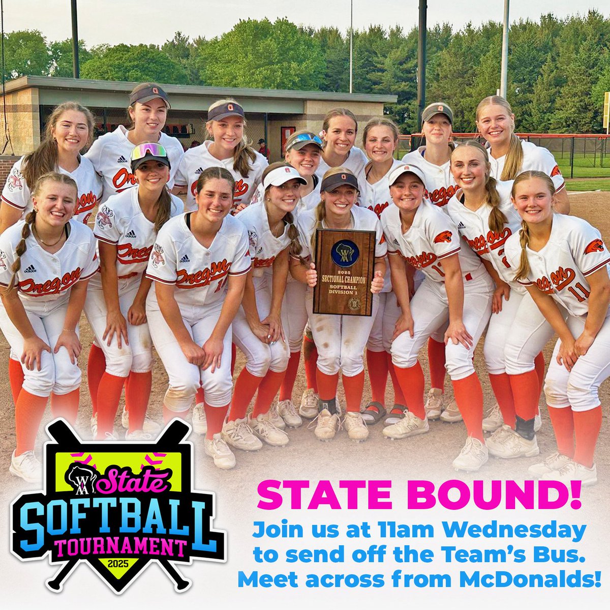 Oregon Boosters (@oregon_boosters) on Twitter photo Join us in cheering on these ladies as they head off to State! Meet us across from McDonald's this Wednesday at 11am. <a href="/OregonPanthers/">OHSPantherAthletics</a> <a href="/OregonWiscSB/">OHS Softball ๐ฅ</a> Join us in cheering on these ladies as they head off to State! Meet us across from McDonald's this Wednesday at 11am. <a href="/OregonPanthers/">OHSPantherAthletics</a> <a href="/OregonWiscSB/">OHS Softball ๐ฅ</a>