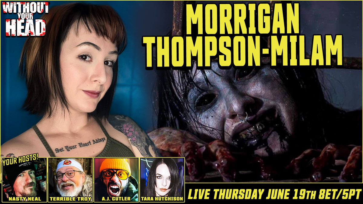 Without Your Head Horror Podcast (@withoutyourhead) on Twitter photo LIVE next Thursday <a href="/theemorrigannn/">Morrigan Milam</a>!
New host line up <a href="/NealLeeJones/">Nasty Neal</a>, Terrible Troy, filmmaker AJ Cutler and <a href="/Puppysloot/">Tara Hutchison</a> of <a href="/NewVillageVideo/">New Village Video</a>
#IndieHorror #independentFilm #HorrorPodcast #WithoutYourHead LIVE next Thursday <a href="/theemorrigannn/">Morrigan Milam</a>!
New host line up <a href="/NealLeeJones/">Nasty Neal</a>, Terrible Troy, filmmaker AJ Cutler and <a href="/Puppysloot/">Tara Hutchison</a> of <a href="/NewVillageVideo/">New Village Video</a>
#IndieHorror #independentFilm #HorrorPodcast #WithoutYourHead