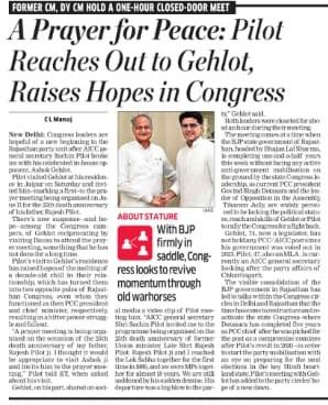 CLManojET's tweet image. A Prayer for Peace: Sachin Pilot breaks ice with Ashok Gehlot, raises hopes in Congress of a new beginning in Rajasthan party unit when BJP state Govt is set to complete one-and-a-half years in office without an active Opposition on the ground @ETPolitics
m.economictimes.com/news/politics-…