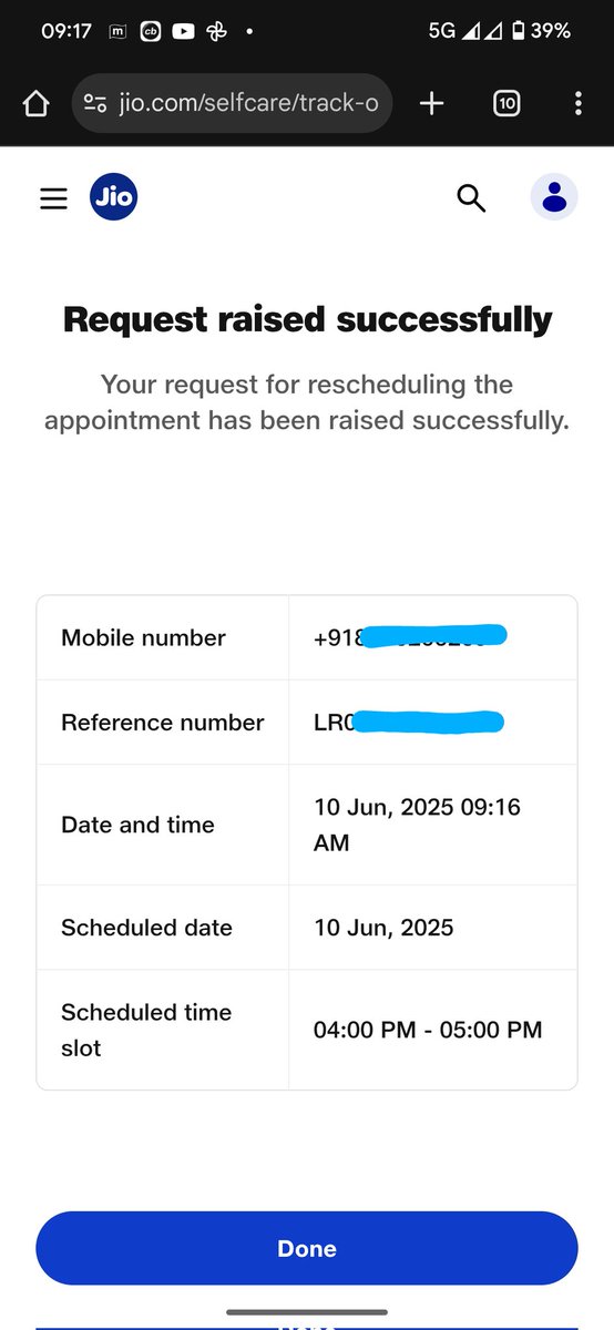 jayaprasad45's tweet photo. @JioCare I rescheduled it to 10th June. That's some good news. Let's see if @reliancejio  @JioCare will honor it even this time. https://t.co/KMza9LQ7je