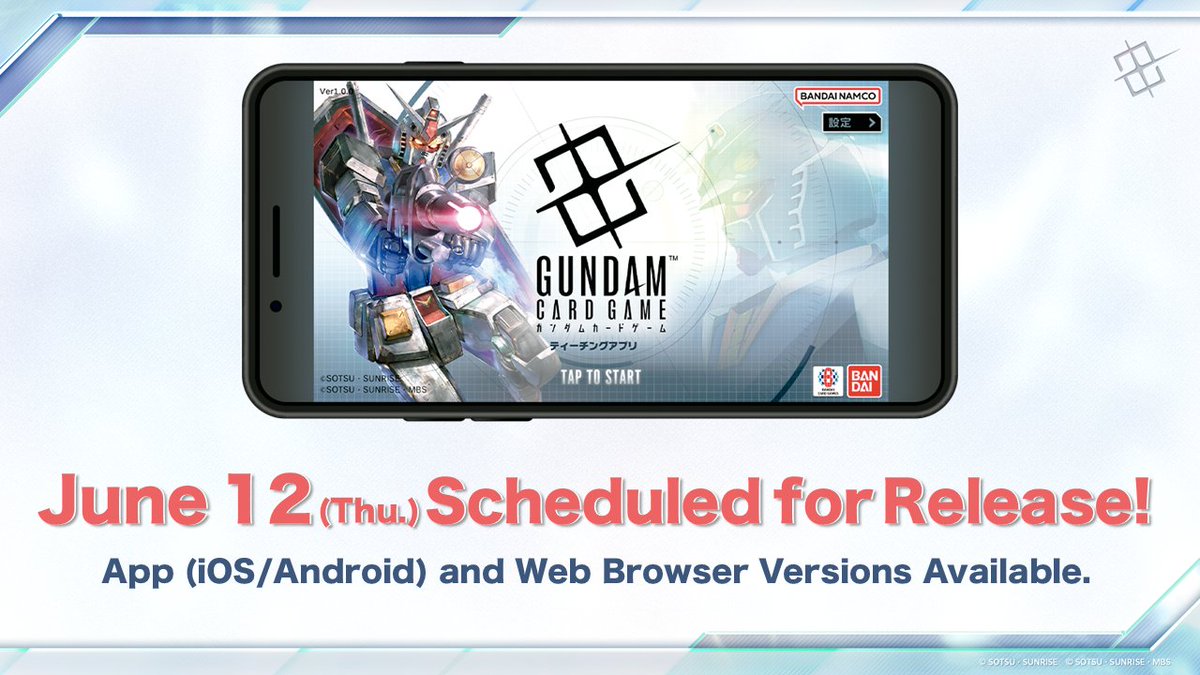 GUNDAM_GCG_ENG's tweet photo. [Notice]
The Gundam Card Game teaching app is releasing on June 12th, Thursday!

Try out both the Tutorial Mode and Free Battle Mode!
Available on iOS, Android, and browsers.

#GCG
#GundamCardGame https://t.co/zbIvvOoaGp