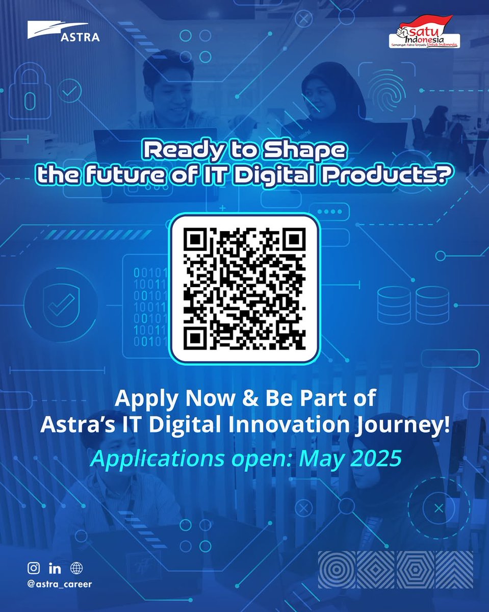 [LOKER] Astra’s IT Product Development Program

👨🏻‍🎓Lulusan S1/S2 di bidang IT, Teknik Industri/Elektro, atau Bisnis/Manajemen dengan maksimal 2 tahun pengalaman (lulusan baru dipersilakan melamar)
📅 Periode Registrasi: May – June 2025
🔗Daftar di: bit.ly/ITPDP2025