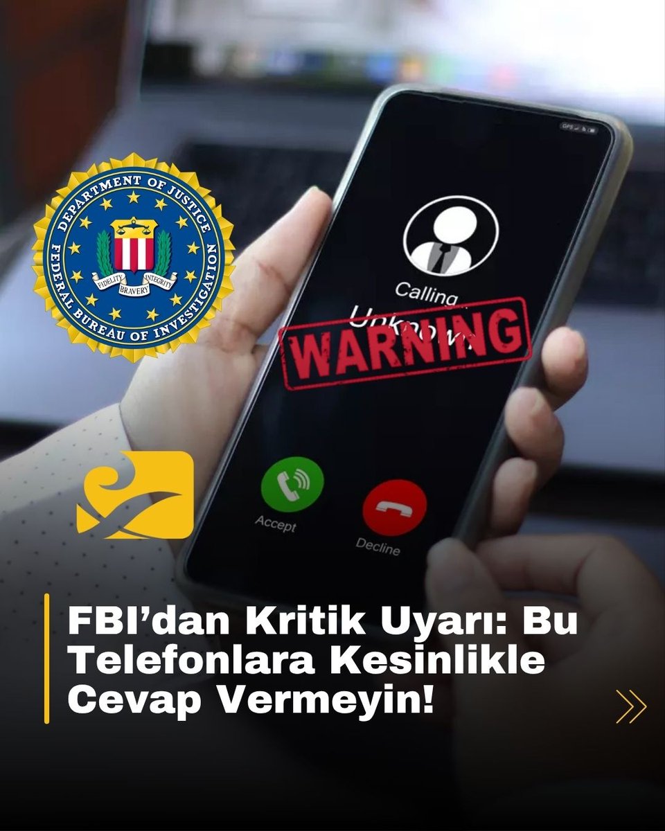 📵 FBI’dan Kritik Uyarı: Bu Telefonlara Kesinlikle Cevap Vermeyin!

alaturka.com/fbidan-kritik-…

Sahte telefon numaralarıyla sizi korkutup para isteyen aramalar yayılıyor. Asla cevap vermeyin, hemen kapatın!
#FBI #Dolandırıcılık