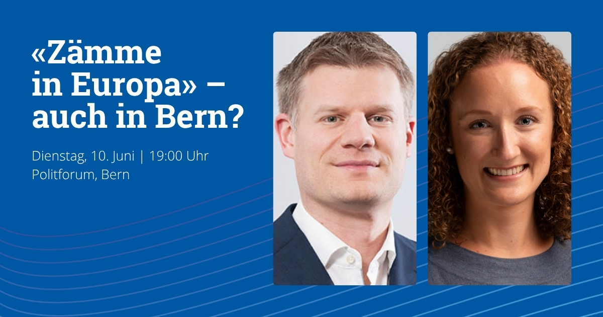 Europäische Bewegung • Mouvement européen 🇨🇭🇪🇺 (@europch) on Twitter photo 🇪🇺 Zämme in Europa – auch in Bern?
Unsere Sektion Bern lädt dich zur Podiumsdiskussion mit Sven Bisang <a href="/ZaemmeInEuropa/">Zämme in Europa</a> & Janina Aeberhard <a href="/glp_bern/">Grünliberale Stadt Bern</a> ein!
🗓️ Dienstag, 10. Juni 2025 | 19.00 Uhr
📍 <a href="/PolitForumBern/">Polit-Forum Bern</a>
👉 europa.ch/event/zaemme-i…
#SwissEUrelations #ZämmeInEuropa 🇪🇺 Zämme in Europa – auch in Bern?
Unsere Sektion Bern lädt dich zur Podiumsdiskussion mit Sven Bisang <a href="/ZaemmeInEuropa/">Zämme in Europa</a> & Janina Aeberhard <a href="/glp_bern/">Grünliberale Stadt Bern</a> ein!
🗓️ Dienstag, 10. Juni 2025 | 19.00 Uhr
📍 <a href="/PolitForumBern/">Polit-Forum Bern</a>
👉 europa.ch/event/zaemme-i…
#SwissEUrelations #ZämmeInEuropa