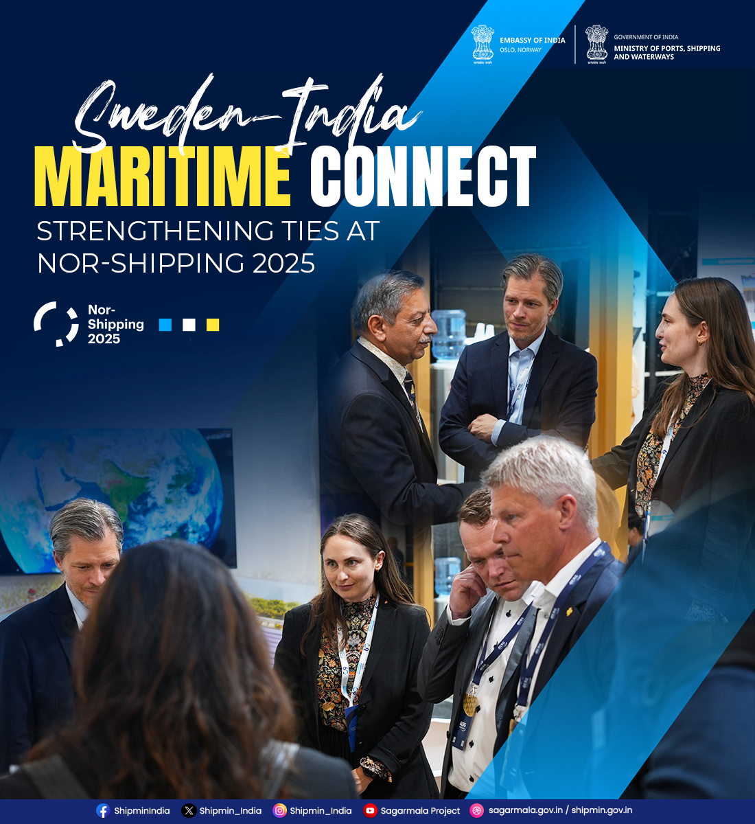 🇮🇳🤝🇸🇪 Global collaborations at #NorShipping2025!

The Swedish delegation visited the India Pavilion at Nor-Shipping 2025 to explore opportunities and discuss potential collaborations in the maritime sector.

The visit witnessed meaningful exchanges on green shipping, digital