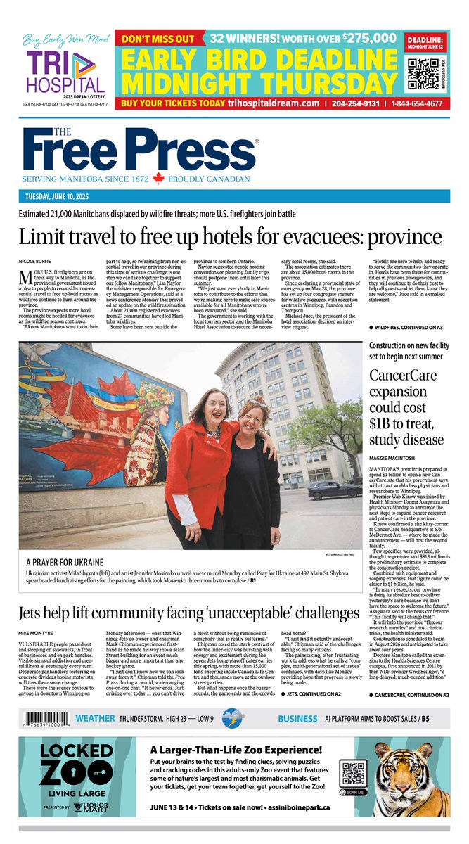 Winnipeg Free Press (@winnipegnews) on Twitter photo Province wants to limit travel to free up hotels for evacuees on the front of Tuesday's <a href="/WinnipegNews/">Winnipeg Free Press</a> #WFP Province wants to limit travel to free up hotels for evacuees on the front of Tuesday's <a href="/WinnipegNews/">Winnipeg Free Press</a> #WFP