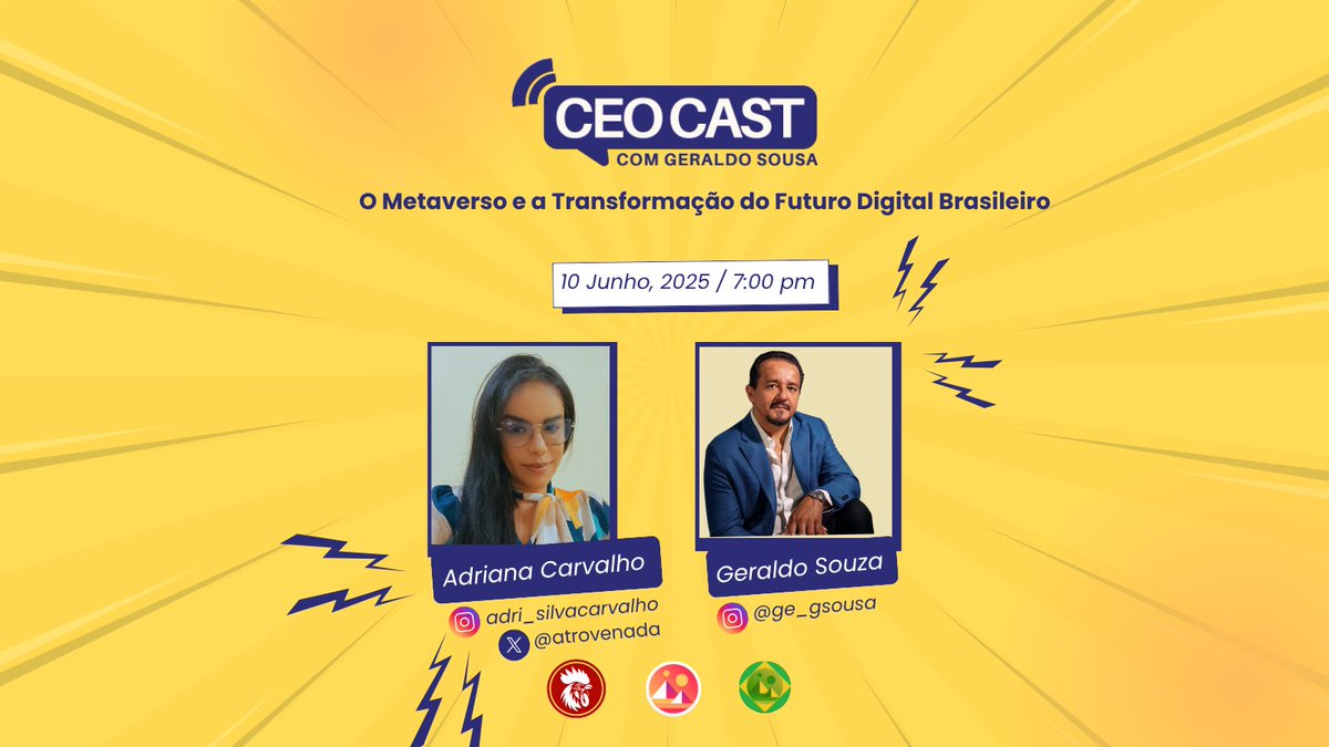 Atrovenada (@atrovenada) on Twitter photo Hoje, o CEOCAST entrevista Adriana Carvalho, podcast no ar às 19 horas!
"Metaverso e na Transformação do Futuro Digital Brasileiro."
🚨 Bate-papo poderoso e inspirador!
👉 Episódio ao vivo no #instagram "ge_gsousa"
<a href="/DCL_Brasil/">DecentralandBrasil</a> <a href="/decentraland/">Decentraland</a>
#podcast #metaverso Hoje, o CEOCAST entrevista Adriana Carvalho, podcast no ar às 19 horas!
"Metaverso e na Transformação do Futuro Digital Brasileiro."
🚨 Bate-papo poderoso e inspirador!
👉 Episódio ao vivo no #instagram "ge_gsousa"
<a href="/DCL_Brasil/">DecentralandBrasil</a> <a href="/decentraland/">Decentraland</a>
#podcast #metaverso