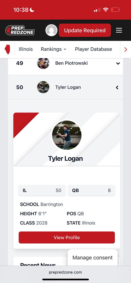 Tyler Logan (@tyler_logan5) on Twitter photo Blessed to be ranked by <a href="/PrepRedzoneIL/">Prep Redzone Illinois</a> in 2028 rankings as #50 in the state of Illinois and #8 for my position.
<a href="/BHS220Football/">Barrington Football</a> <a href="/BOOMfootball/">BOOM Football</a> <a href="/QBCoachPreston/">Preston Earl</a> <a href="/LeseurTraining/">LeSeur Training</a> Blessed to be ranked by <a href="/PrepRedzoneIL/">Prep Redzone Illinois</a> in 2028 rankings as #50 in the state of Illinois and #8 for my position.
<a href="/BHS220Football/">Barrington Football</a> <a href="/BOOMfootball/">BOOM Football</a> <a href="/QBCoachPreston/">Preston Earl</a> <a href="/LeseurTraining/">LeSeur Training</a>