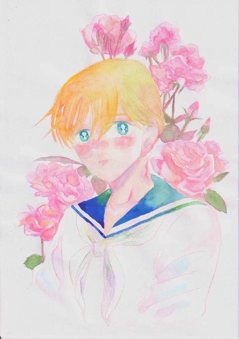17本のバラは絶望的な愛 #水彩イラスト
