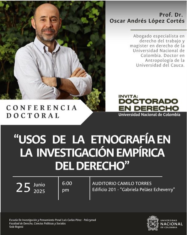 Les invitamos a formar parte de nuestro próximo evento académico, un espacio de intercambio de conocimiento y reflexión. Únete a nosotros para explorar nuevas perspectivas, compartir ideas y fortalecer el aprendizaje en la Conferencia Doctoral <a href="/EstanisEscalant/">Estanislao Escalante</a> <a href="/fdcps_unal/">Facultad de Derecho, Ciencias Políticas y Sociales</a> #UNAL