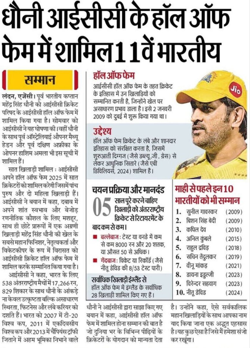 सलाम है उस मेहनत को, उस संघर्ष को, उस जुनून को,,,,, 

जो मैदान के बाहर भी आज लाखों दिलों का कप्तान है,💛💛
#HaalOfFame
#MSDhoni
