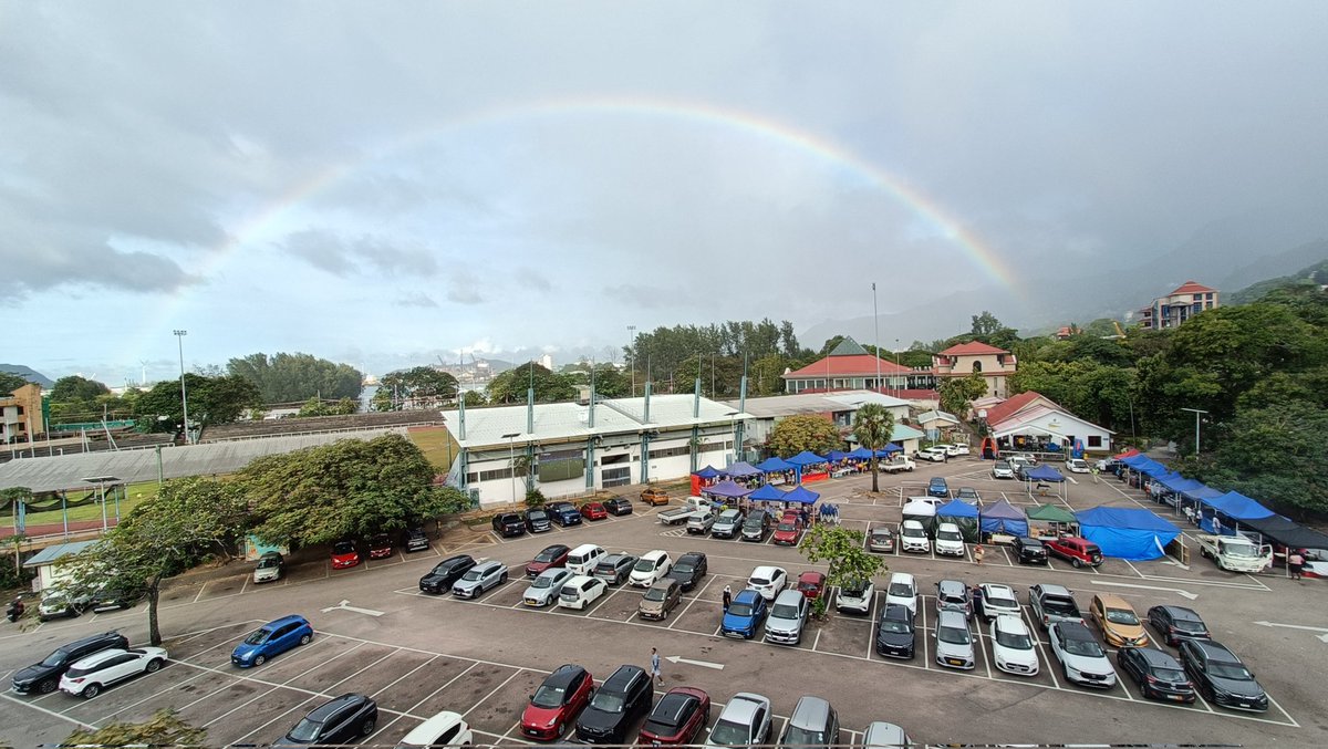 Just humans minding their own business - and nature smirking upside down. 🌈
