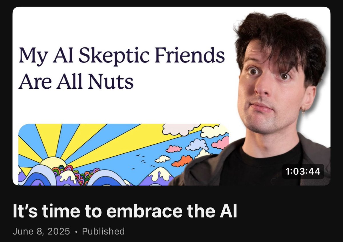 theo's tweet image. I posted this video today. The comments are…rough. Lots of people accusing me of bias because I built an AI product.
Somehow, there isn’t a single comment actually pushing back on the points made. I wonder why that is?