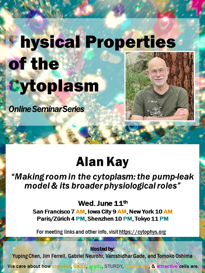 seedfeeder's tweet image. Please join us this Wednesday for a Physical Properties of the Cytoplasm Seminar from Dr. Alan Kay (U of Iowa). For more details, visit cytophys.org