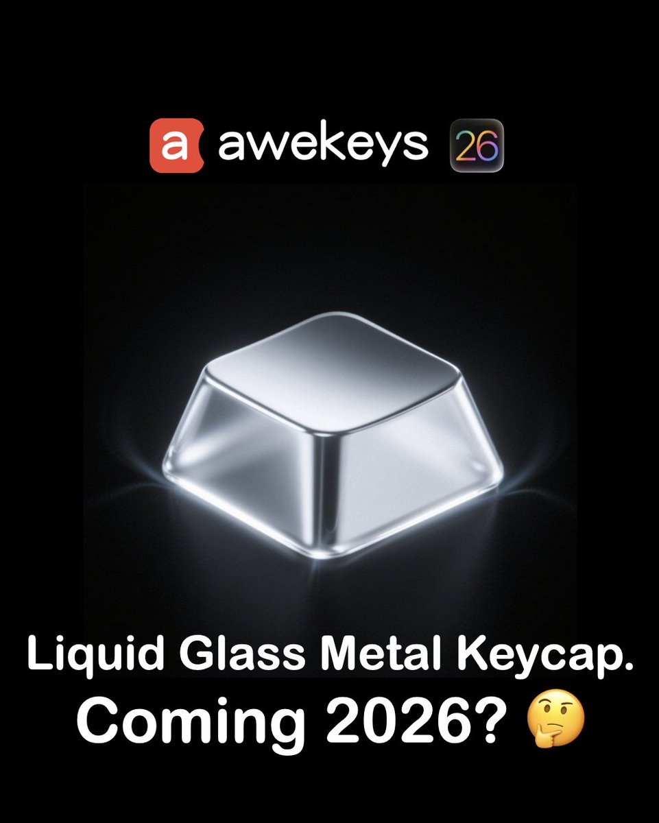 awekeys's tweet photo. 🚨 WWDC? Nah. We’re over here cooking these #iOS26 -inspired liquid glass metal keycaps.
2026? Maybe. Maybe not.
But damn they look smooth.
Swipe to feel the future 👀
#WWDC25 #LiquidGlass #Awekeys #MechKeys #mechanicalkeyboard #CMFdesign #apple #aesthetic https://t.co/mgwoByBmkO