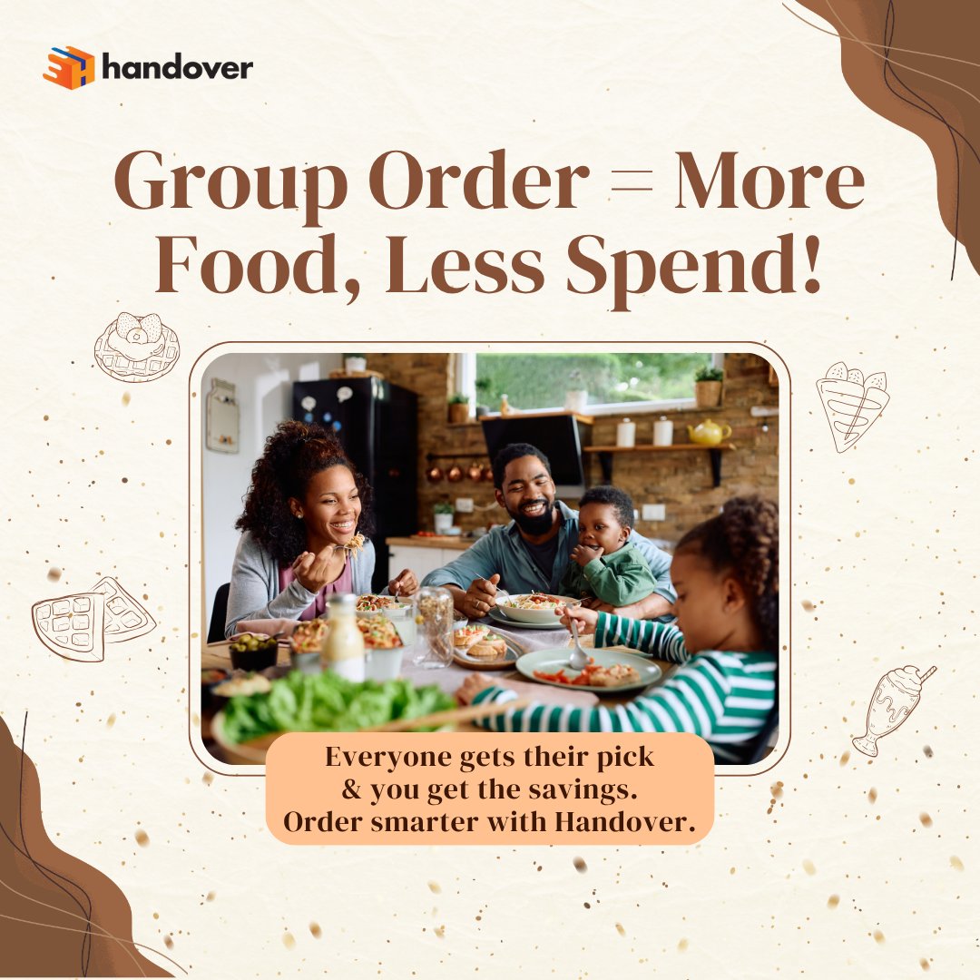 HandoverIn's tweet photo. Why settle for just one dish when you can share many?

Try group ordering with Handover and enjoy full meals, full satisfaction, and bills that make sense.

#TuesdayTip #GroupOrdering #SmartFoodies #BetterTogether #Handover #FamilyMeals https://t.co/ySd2hOXFIC