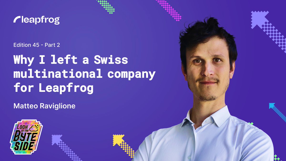 lftechnology's tweet photo. #LookAtTheByteSide with our VP of Customer Engagements, Matteo Raviglione, in the final part of this two-part series as he unpacks the reasons behind his move to Leapfrog, from culture and ownership to real growth and meaningful impact. 🌍

Read more here 👉 https://t.co/M7GQGPAsSI

Join our bi-weekly newsletter to dive into the 'byte' side of tech, leaving no 'bit' unexplored! 🚀

#leapfrogtechnology #lifeatleapfrog #linkedinnewsletter #careerjourney